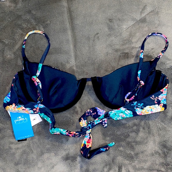 O'Neill Floral Bikini Top - Navy and Multicolor - Picture 2 of 2